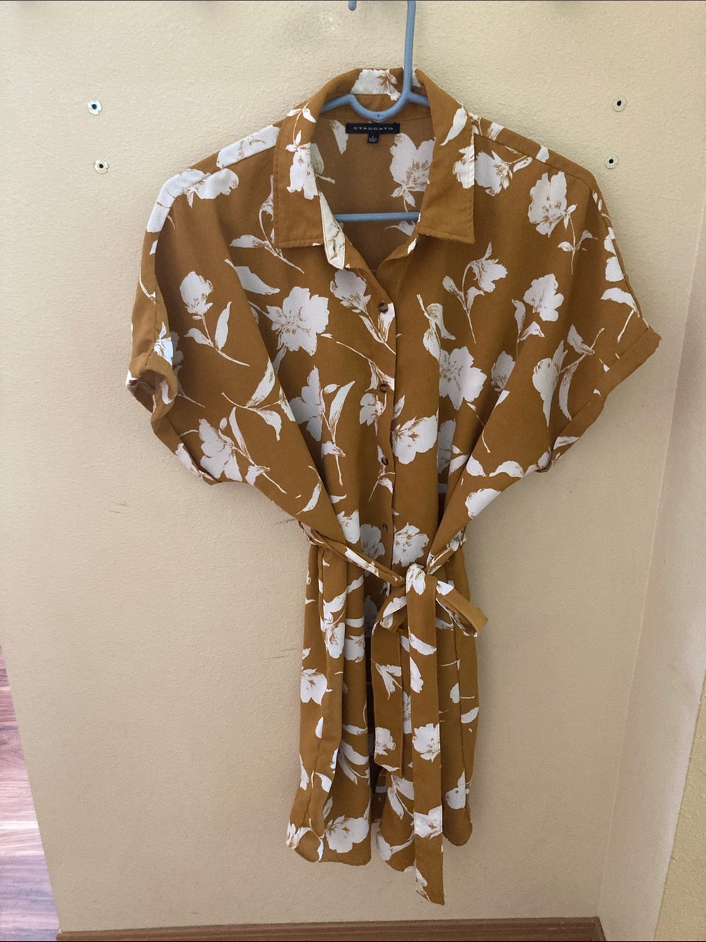 Staccato Mustard Floral Mini Shirt Dress